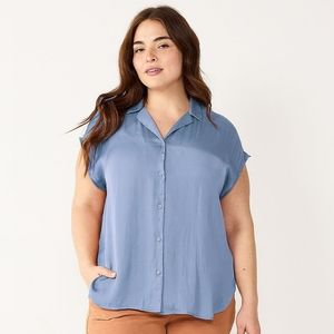 Nine west short sleeve lapel shirt